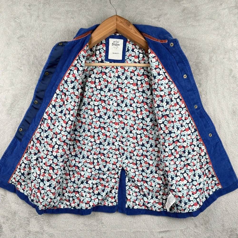 Mini Boden Corduroy Coat Girls Size 7/8 Cobalt Blue Long Outdoors Preppy